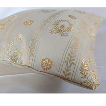 Load image into Gallery viewer, Cream &amp; Gold Thread Cushion | Throw Pillow
