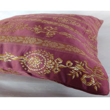 Load image into Gallery viewer, Burgundy &amp; Gold Thread Cushion | Throw Pillow
