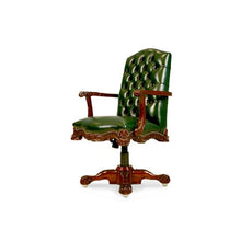 Load image into Gallery viewer, English-Chippendale-948-Upholstered-Swivel-Armchair-Green-Leather
