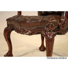 Load image into Gallery viewer, English Chippendale Arm Chair 948 Leather thomas-george-gallery
