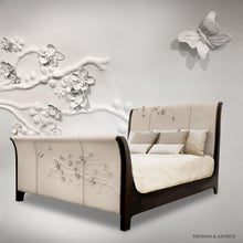 Load image into Gallery viewer, Nuovo Blossom Sculpted Leather Sleigh Bed
