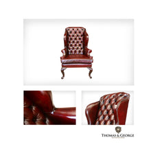 Load image into Gallery viewer, Queen Anne Wing Chair in Burgundy Leather
