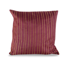 Load image into Gallery viewer, Burgundy &amp; Gold Stripes Cushion | Throw Pillow
