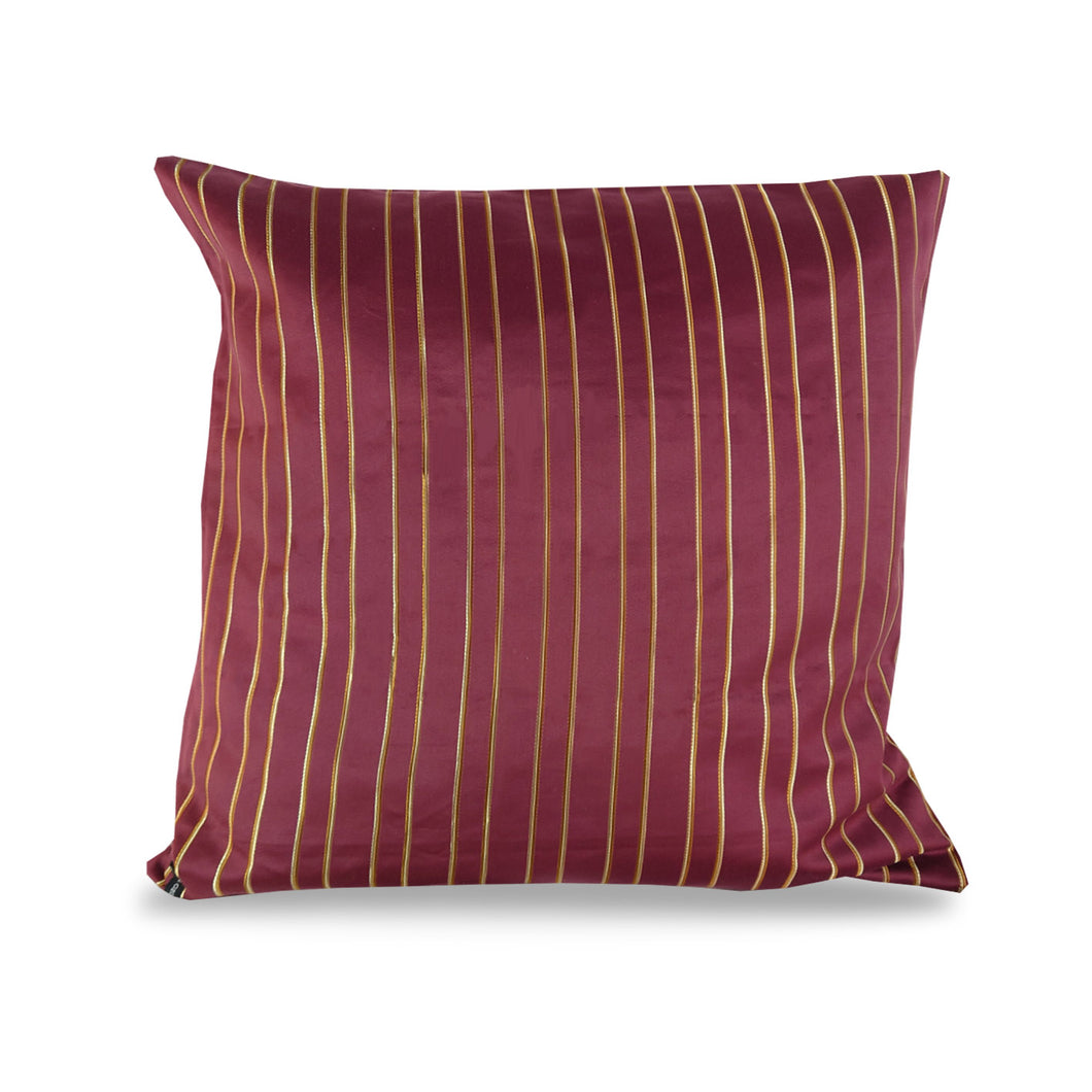Burgundy & Gold Stripes Cushion | Throw Pillow