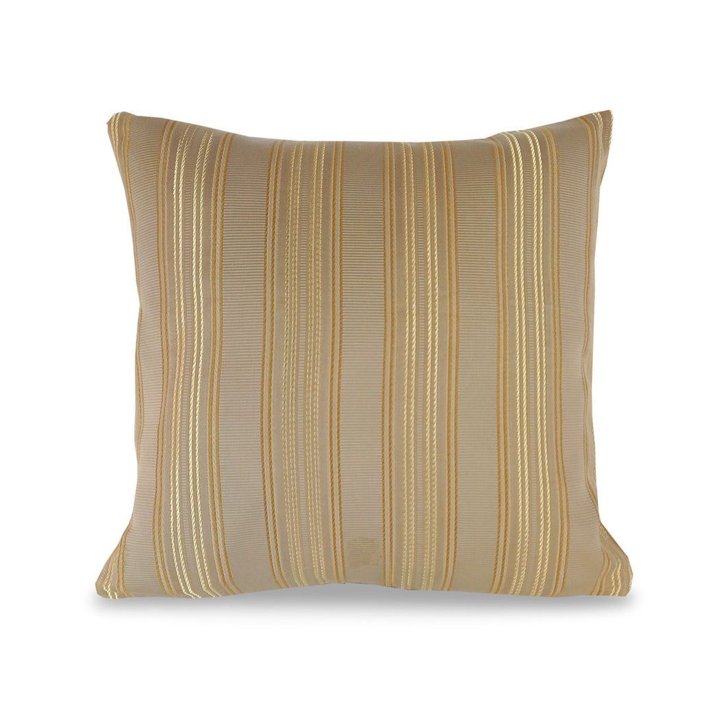 Cream & Gold Stripes Cushion | Throw Pillow