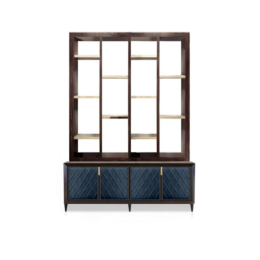 Uffi 4-Door Sideboard with Trellis Sculpted Leather and Scriva Open Bookcase (sold separately)