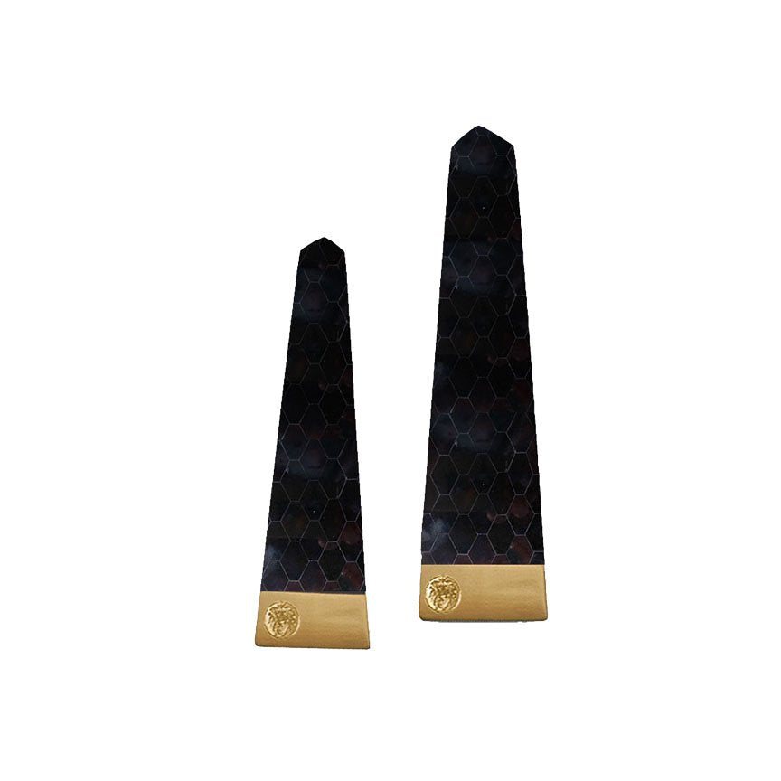 Intarsio Onyx Shell and Gold Leaf Obelisk (Set of 2)