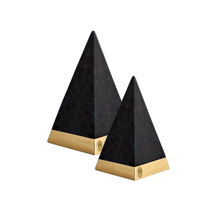 Intarsio Onyx Shell and Gold Leaf Steep Pyramid (Set of 2)