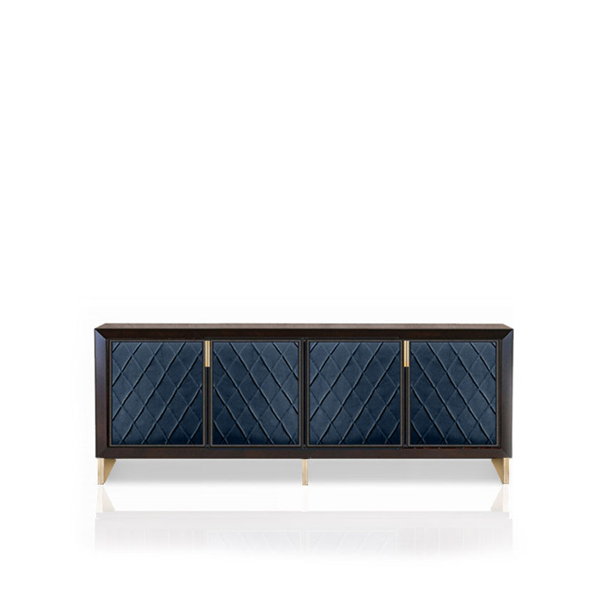 Trellis Leather Sideboard with Gold Metal Accents