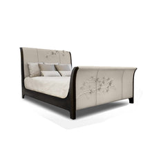 Load image into Gallery viewer, Nuovo Blossom Sculpted Leather Sleigh Bed
