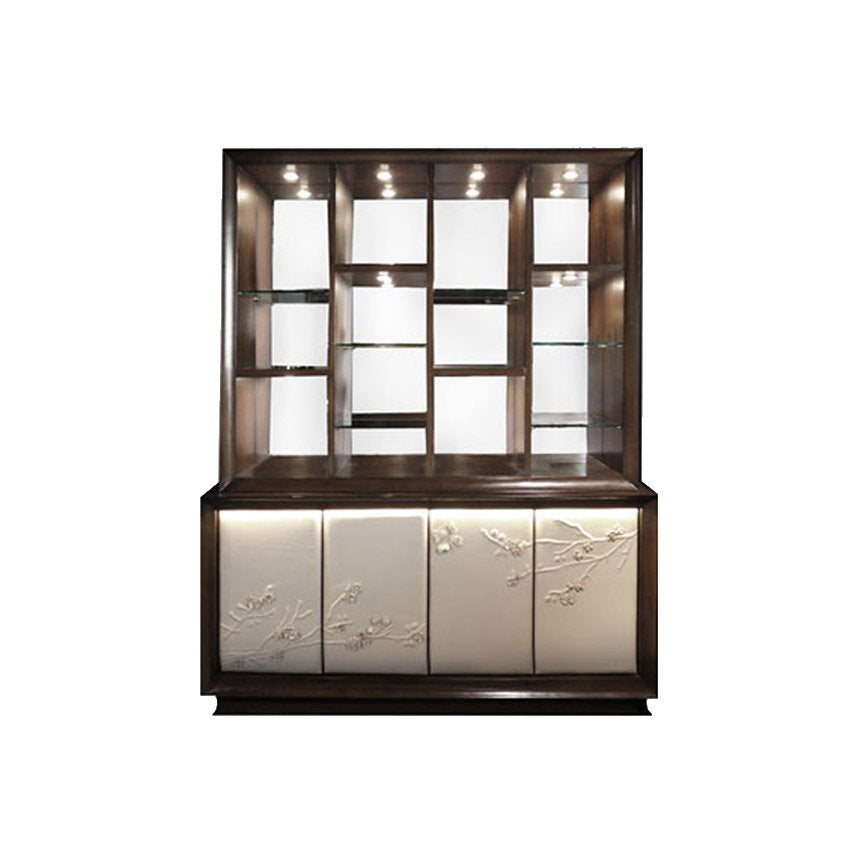 Nuovo Sideboard with Blossom Leather Scala Mirror Back Display Shelves