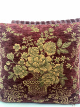 Load image into Gallery viewer, Floral Stripe and Red Gold Cut-Chenille Reversible Cushion | Throw Pillow
